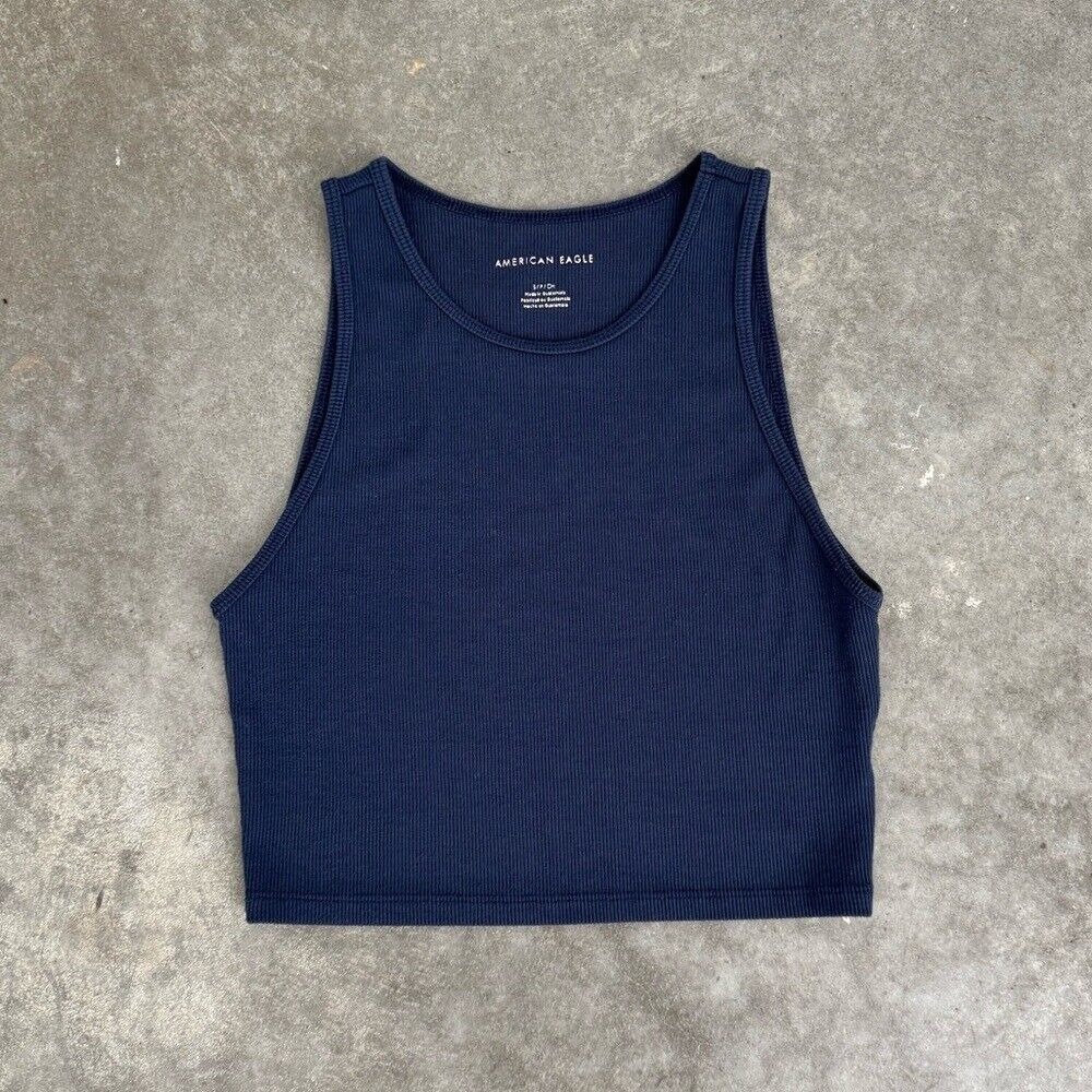American Eagle blue Cropped‎ cotton Tank top
